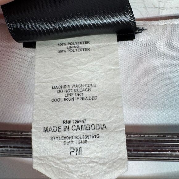 J.T.B. Paint Stroke Print Tie Front Bell Sleeve Blouse White Blue Petite Medium - Picture 11 of 13